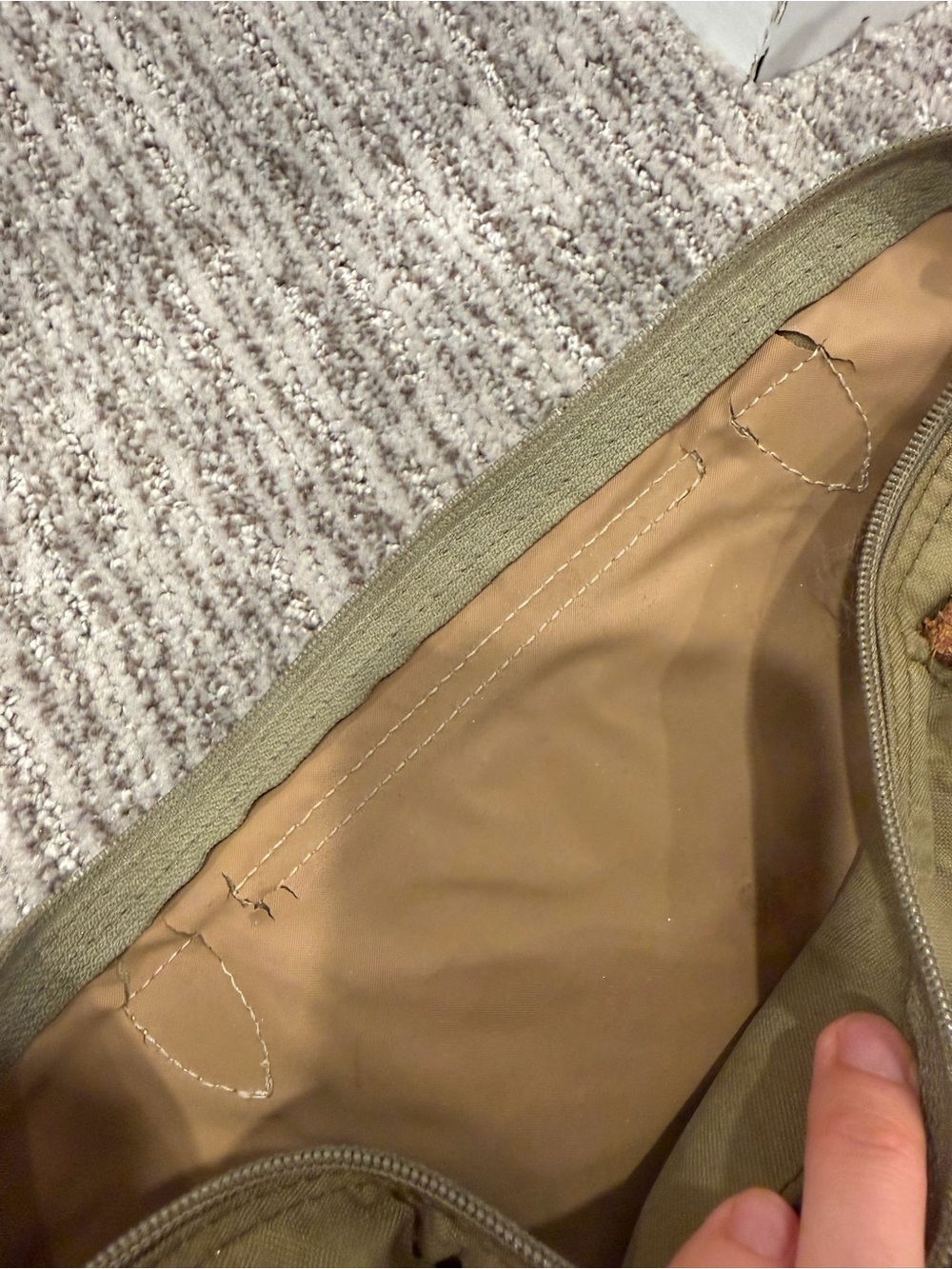 Longchamp Le Pliage Small Top Handle Tote Bag Khaki Green Made in France 13”x8.5 - Picture 9 of 11